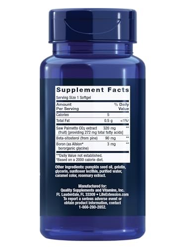 Life Extension PalmettoGuard Saw Palmetto & Beta-Sitosterol – Supports Healthy Prostate Function & Hormone Metabolism Health – Supplements for Men - Gluten-Free, Non-GMO – 30 softgels - görsel 3