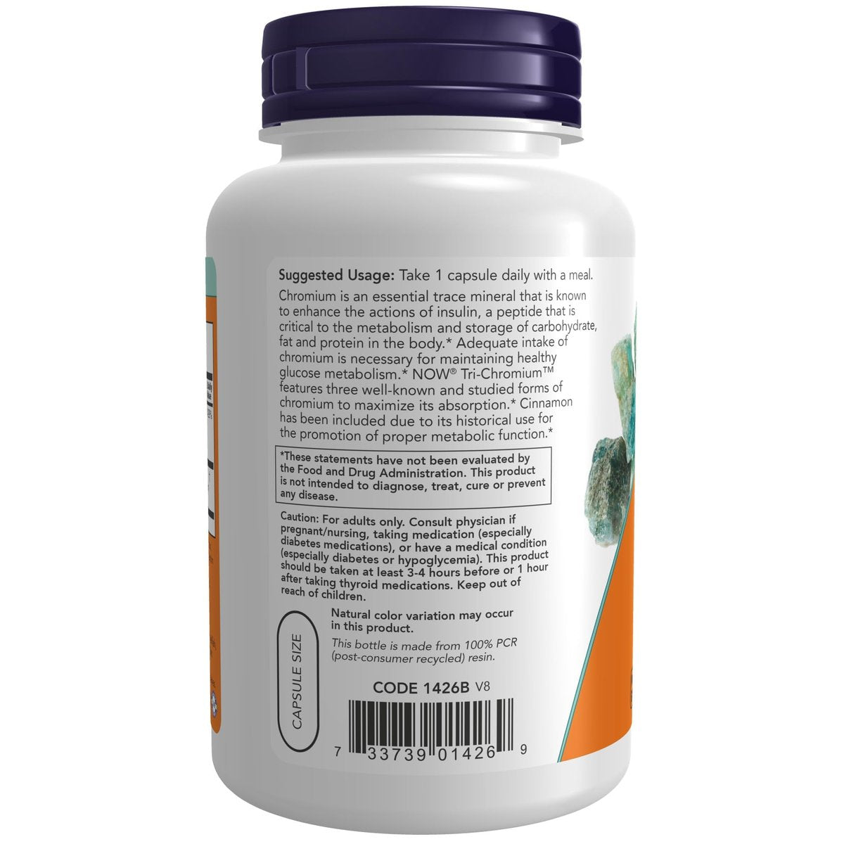 NOW Foods Supplements, Tri-Chromium™ 500 mcg with Cinnamon, Insulin Co-Factor*, 180 Veg Capsules - görsel 5