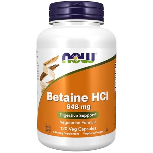 NOW Foods Supplements, Betaine HCl 648 mg, Vegetarian Formula, Digestive Support, 120 Veg Capsules - görsel 2