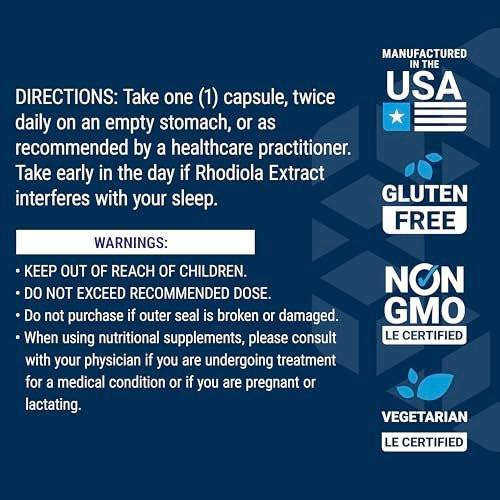 Life Extension Rhodiola Extract, Rhodiola rosea Supplement, Standardized Extract, Promotes Physical and Mental Performance, Gluten-Free, Non-GMO, Vegetarian, 250 mg, 60 Capsules - görsel 4