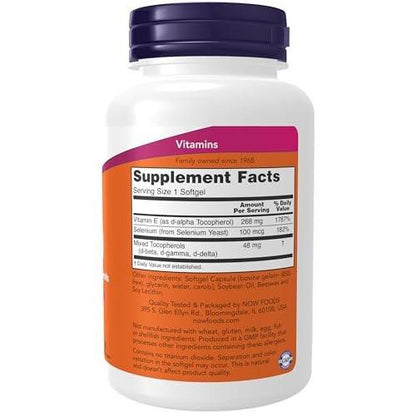 NOW Supplements, Vitamin E-400 IU, Mixed Tocopherols, Antioxidant Protection*, 100 Softgels
