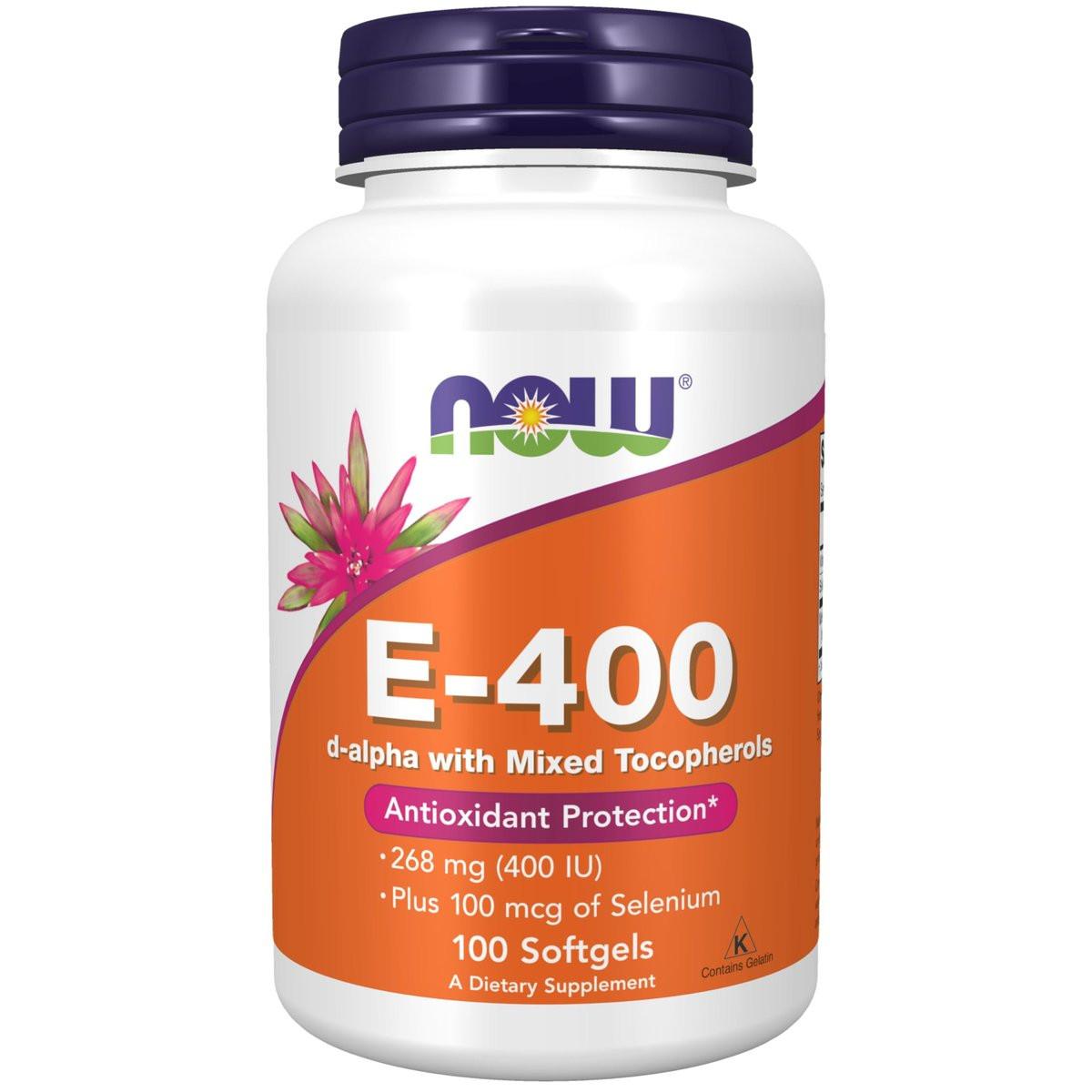 NOW Supplements, Vitamin E-400 IU, Mixed Tocopherols, Antioxidant Protection*, 100 Softgels - görsel 2