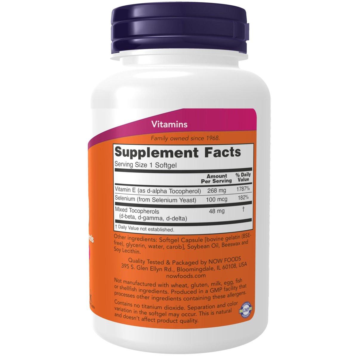 NOW Supplements, Vitamin E-400 IU, Mixed Tocopherols, Antioxidant Protection*, 100 Softgels - görsel 4