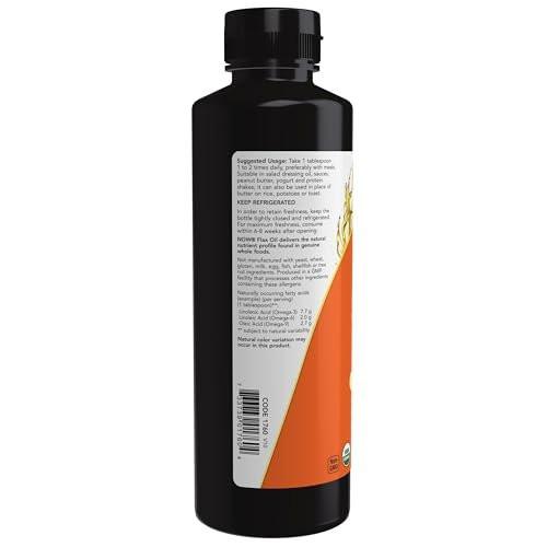 NOW Foods Supplements, Certified Organic Flax Seed Oil Liquid, Cold-Pressed and Unrefined, 12-Ounce - görsel 5