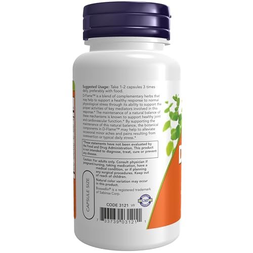 NOW Foods Supplements, D-Flame™ with a Blend of Complementary Herbs, Overexertion Support*, 90 Veg Capsules - görsel 6