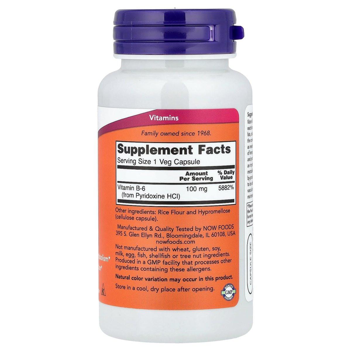 Now Foods B-6 100mg 100 Capsules - görsel 3