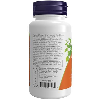 NOW Foods Immune Support Supplements, Astragalus Extract 500 mg (Standardized to 70% Polysaccharides), 90 Veg Capsules