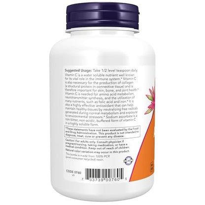 NOW Supplements, Sodium Ascorbate Powder, Buffered, Antioxidant Protection, 8-Ounce