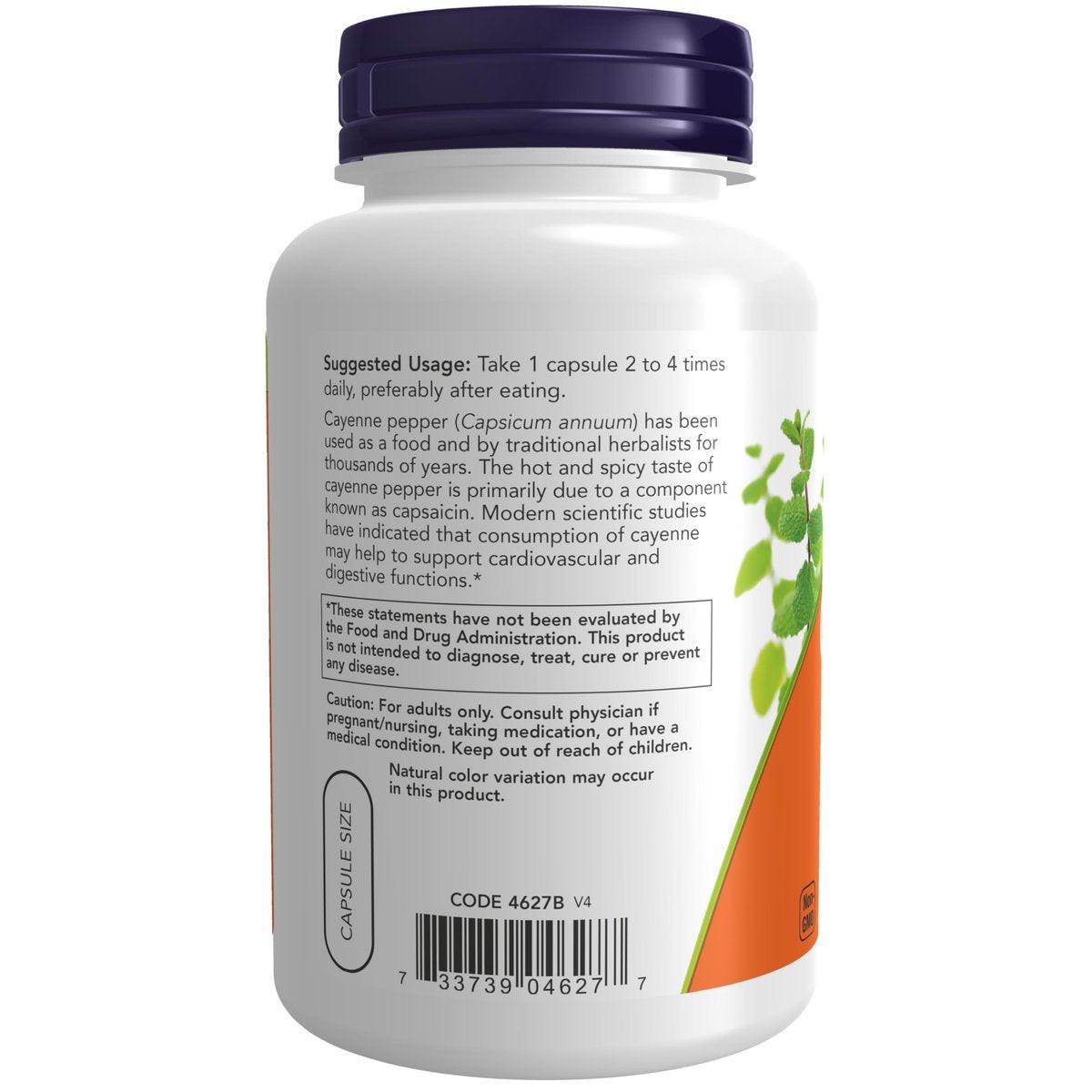 NOW Foods Supplements, Cayenne (Capsicum annuum) 500 mg, Herbal Support, for Digestive Health, 250 Veg Capsules - görsel 2