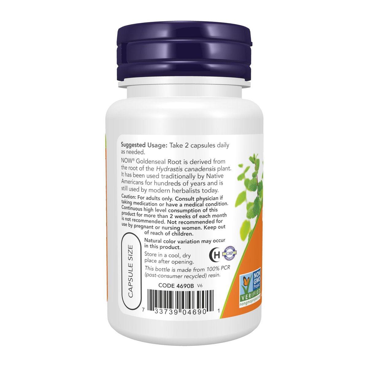 NOW Supplements, Goldenseal Root (Hydrastis canadensis) 500 mg, Herbal Supplement, 50 Veg Capsules - görsel 1