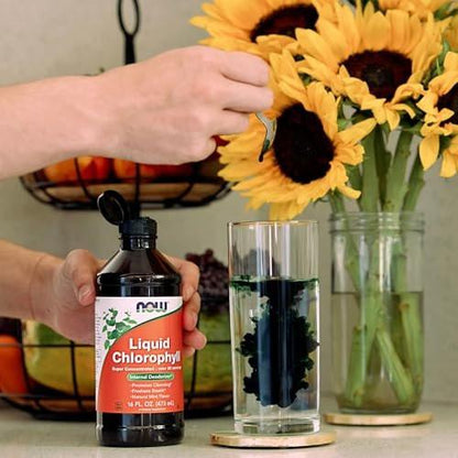 NOW Foods Supplements, Liquid Chlorophyll, Super Concentrated, Internal Deodorizer*, Boost Energy, Mint Flavor, 16-Ounce
