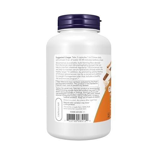 NOW Foods Supplements, Glucomannan (Amorphophallus konjac) 575 mg, Supports Regularity*, Healthy Weight Management*, 180 Veg Capsules - görsel 2
