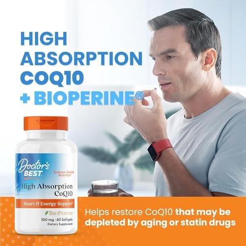 Doctor's Best High Absorption CoQ10 with BioPerine, Gluten Free Naturally Fermented, Heart Health & Energy Production, 100 mg, 60 Softgels - görsel 13