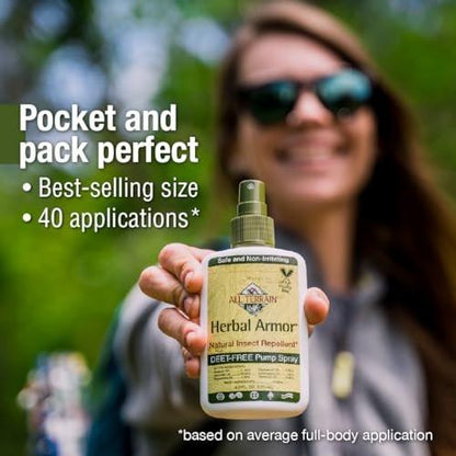 Herbal Armor DEET-Free Pump Spray 4oz. Insect Repellent, Plant-Based and All-Natural Bug Repellent, Safe for Family and Pets, Mosquito and Bug Protection