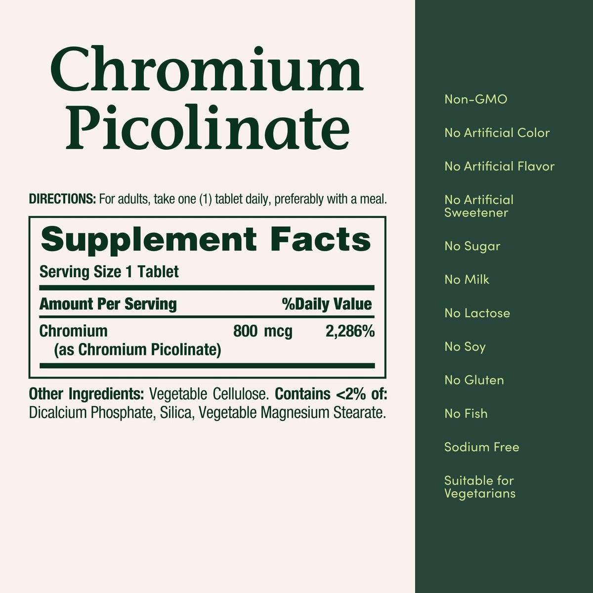 Nature's Bounty Chromium Picolinate, Supports Fat, Protein & Sugar Metabolism, Mineral Supplement, 800 mcg, 50 Tablets - görsel 10