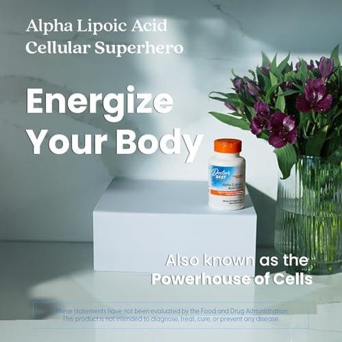 Doctor's Best Alpha Lipoic Acid Supplement 600mg - Alpha-Lipoic Acid Caps for Men & Women, ALA Antioxidant Support for Nerve Health, Aids in Cellular Function, Non GMO, Gluten Free - 60 Veg Capsules - görsel 1