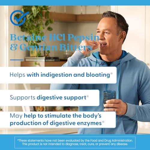 Doctor's Best Betaine HCI Pepsin & Gentian Bitters, Digestive Enzymes for Protein Breakdown & Absorption, Non-GMO, Gluten Free, 120 Caps, Original Version - görsel 5
