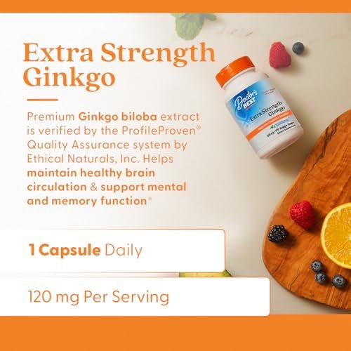 Doctor's Best Extra Strength Ginkgo Biloba Capsules 120 mg - Brain Supplement for Memory and Focus Support, Herbal Cognitive Health Support - 120 Count - görsel 4