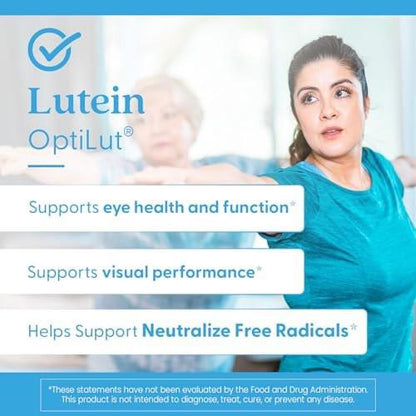 Doctor's Best Lutein Supplement 20mg with Trans Zeaxanthin - Lutein for Eyes, Eye Health Vitamins for Men & Women, Vision and Macular Health Support Capsules, OptiLut Marigold Flower - 120 Veg Caps