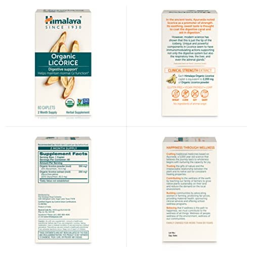 Himalaya Organic Licorice, 60 Day Supply - Digestive Health Supplement for Upset Stomach Relief and Occasional Bloating and Heartburn - USDA Organic, Vegan, Non-GMO, Non-DGL, Gluten Free, 60 Caplets - görsel 10