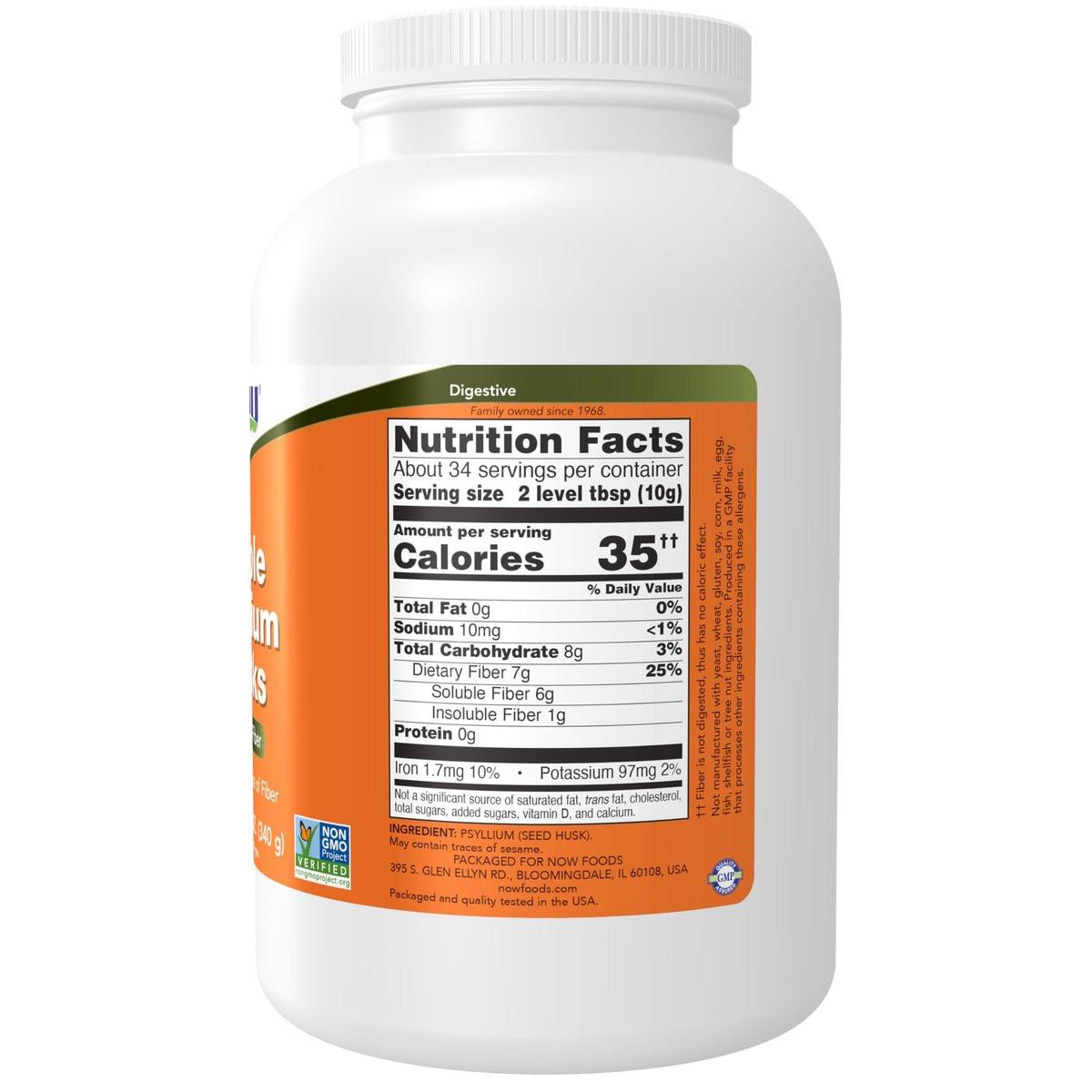 NOW Foods Whole Psyllium Husks, Soluble Fiber Supplement, Non-GMO, 12 oz - görsel 3