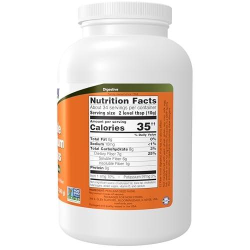 NOW Foods Whole Psyllium Husks, Soluble Fiber Supplement, Non-GMO, 12 oz - görsel 2