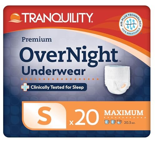 Tranquility Premium OverNight Disposable Absorbent Underwear (20 Count) - S, 22-36 in. Waist - Maximum Absorbency, All-Night Sleep, Breathable Comfort, 20 Adult Diapers - görsel 2