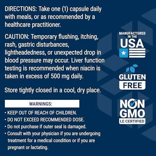 Life Extension Vitamin B3 Niacin, Heart Health, Cholesterol & Energy Support, Gluten-Free, Non-GMO, 100 Capsules - görsel 2