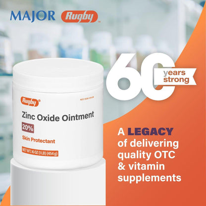 Rugby Zinc Oxide Ointment Skin Protectant - 20% - 16 Oz (1lb) (454 g) (1 Pack)