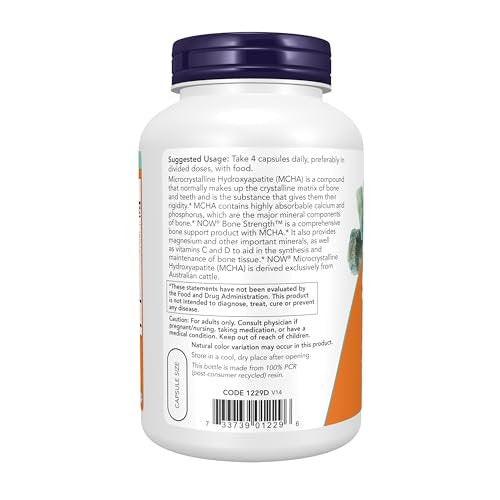 NOW Foods Supplements, Bone Strength™ with Microcrystalline Hydroxyapatite (MCHA), Magnesium and Vitamins C,D and K, 240 Capsules - görsel 2