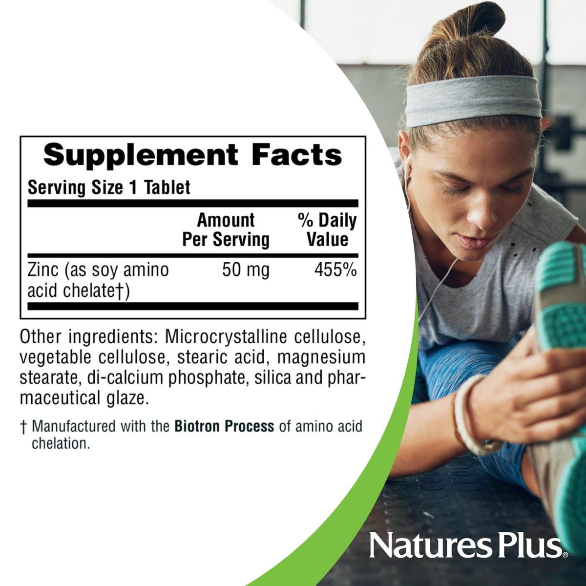 NaturesPlus Zinc - 50 mg, 90 Tablets - Supports Immune Health & Overall Well-Being - High-Potency Amino Acid Chelate Form - Gluten Free, Vegetarian - 90 Servings - görsel 9