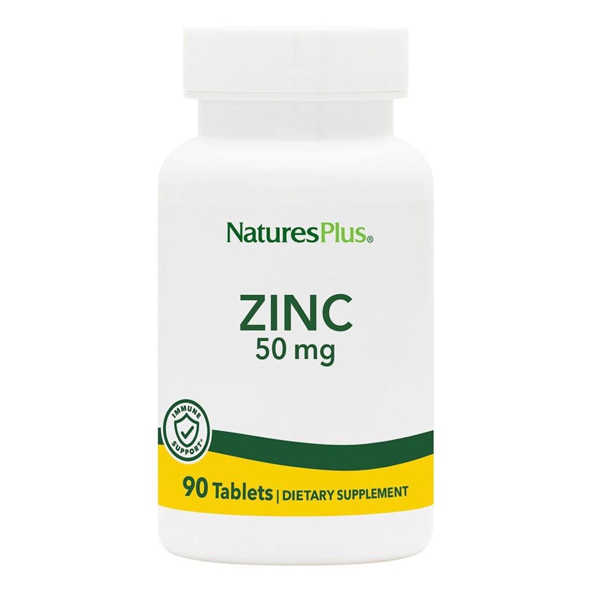 NaturesPlus Zinc - 50 mg, 90 Tablets - Supports Immune Health & Overall Well-Being - High-Potency Amino Acid Chelate Form - Gluten Free, Vegetarian - 90 Servings - görsel 1
