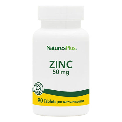 NaturesPlus Zinc - 50 mg, 90 Tablets - Supports Immune Health & Overall Well-Being - High-Potency Amino Acid Chelate Form - Gluten Free, Vegetarian - 90 Servings
