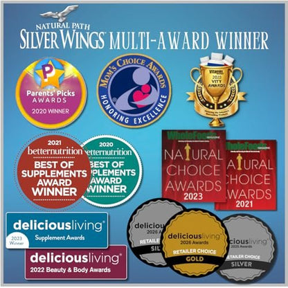 Natural Path Silver Wings Colloidal Silver Liquid - Enhanced Immune Support Supplement - 250ppm (1250mcg) - 1oz Dropper