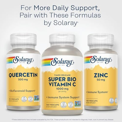 SOLARAY Quercetin 500mg Capsules - Antioxidants Supplement - Bioflavonoid and Antioxidant Support for Overall Health and Wellness - Non-GMO, Vegan, Lab Verified, 60-Day Guarantee, 90 Servings