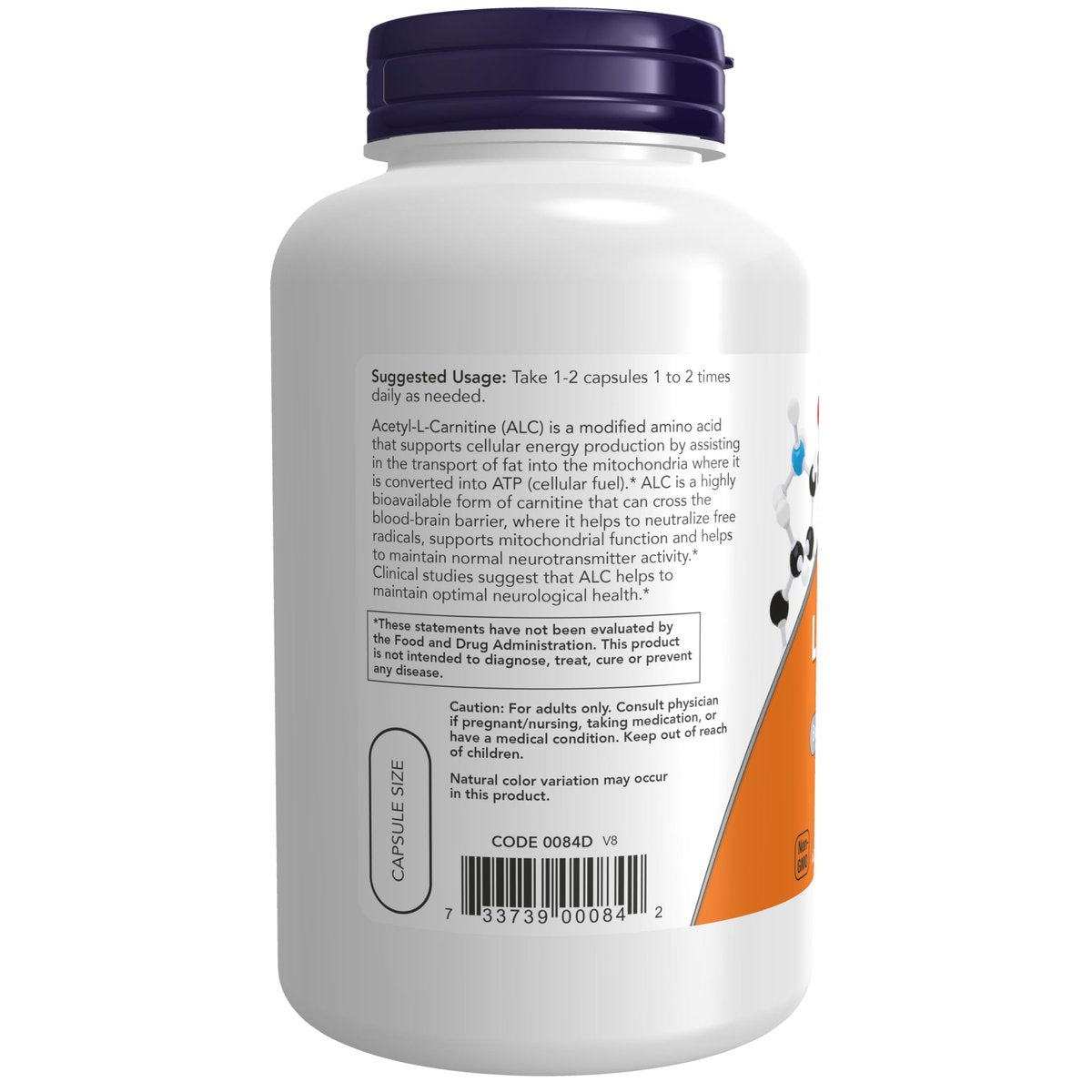 NOW Foods Supplements, Acetyl-L Carnitine 500 mg, Amino Acid, Brain And Nerve Cell Function*, 200 Veg Capsules - görsel 2