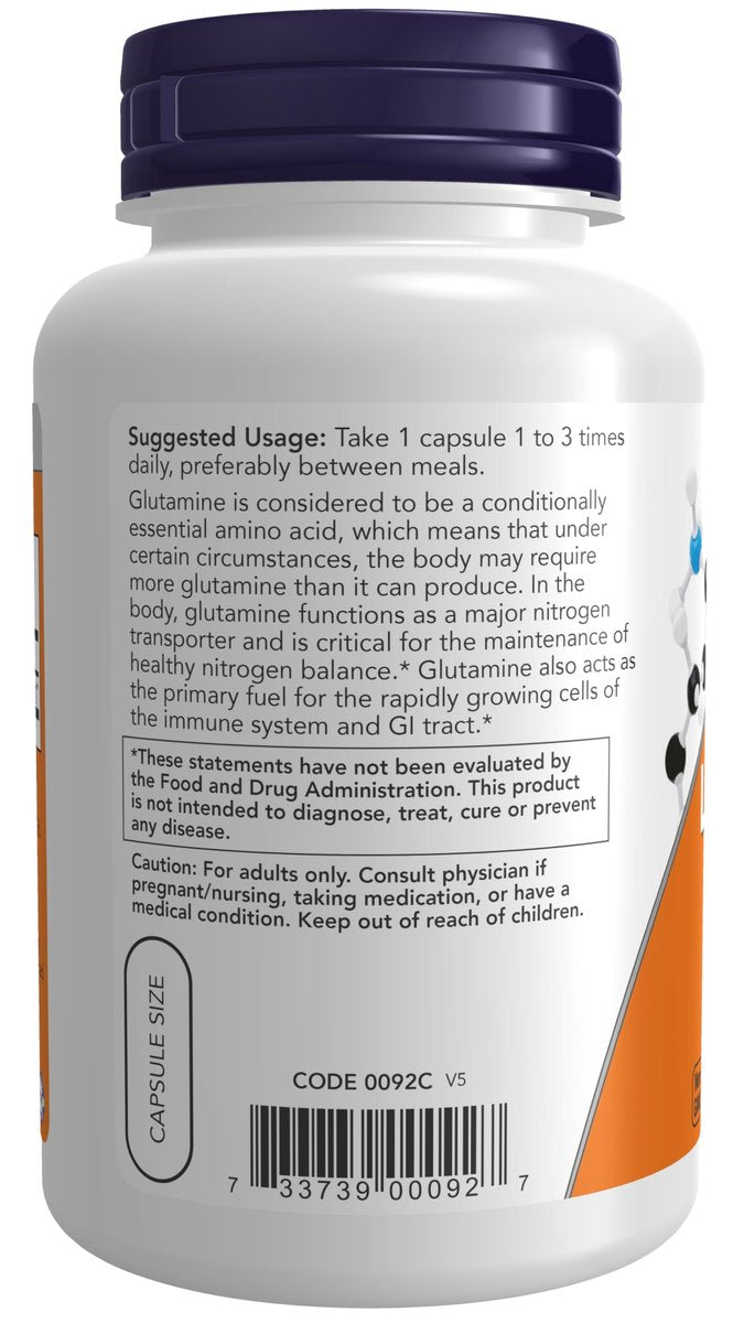 NOW Foods Supplements, L-Glutamine 500 mg, Nitrogen Transporter*, Amino Acid, 120 Veg Capsules - görsel 2