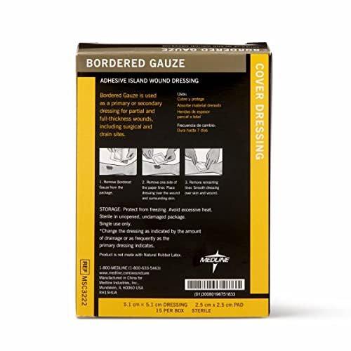 Medline Bordered Gauze, 6" x 6" Adhesive Island Wound Dressing, Sterile, 15 Count - görsel 5