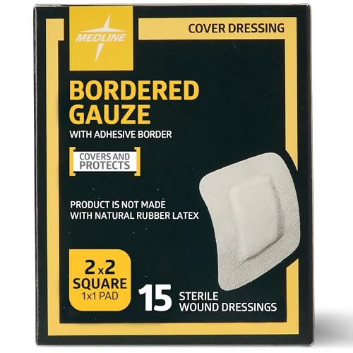 Medline Bordered Gauze, 2" x 2" Adhesive Island Wound Dressing, Sterile, 15 Count - görsel 9