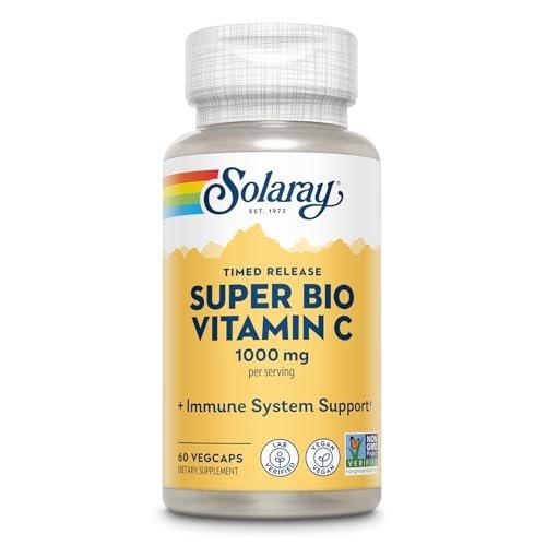 SOLARAY Super Bio Buffered Vitamin C 1000mg, Two-Stage, Timed Release Vitamin C with Bioflavonoids, Immune Support Supplement - High Absorption, Vegan, 60 Day Guarantee, 30 Servings, 60 VegCaps - görsel 2