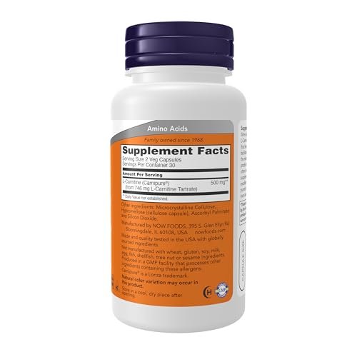 NOW Supplements, L-Carnitine 250 mg, Purest Form, Amino Acid, Fitness Support*, 60 Veg Capsules - görsel 3