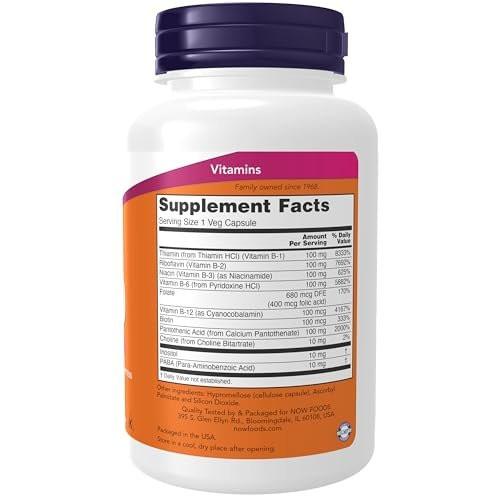 NOW Foods Supplements, Vitamin B-100, Energy Production*, Nervous System Health*, 100 Veg Capsules - görsel 2