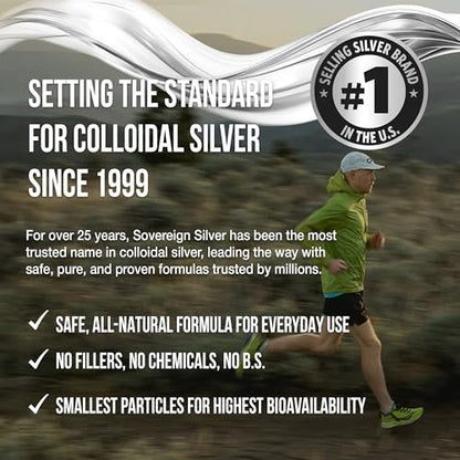 Sovereign Silver Immune Support, Colloidal Silver, Bio-Active Silver Hydrosol, 10 ppm, Fine Mist Spray, 2 Fl Oz