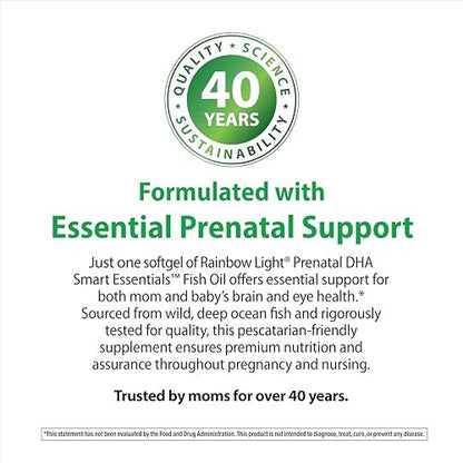 Rainbow Light Prenatal DHA Vitamins for Women | 60 Softgels | Omega 3 Fish Oil (DHA & EPA) | Supports Mom & Baby’s Health from Conception to Nursing
