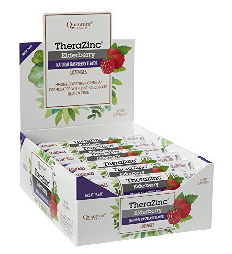 Quantum Health TheraZinc Zinc Lozenges | Elderberry Raspberry | Immune Support Formulated with Zinc Gluconate | Fast Relief | No Aftertaste | 14 Count