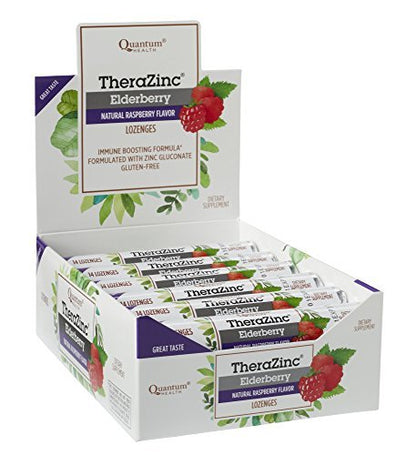 Quantum Health TheraZinc Zinc Lozenges | Elderberry Raspberry | Immune Support Formulated with Zinc Gluconate | Fast Relief | No Aftertaste | 14 Count