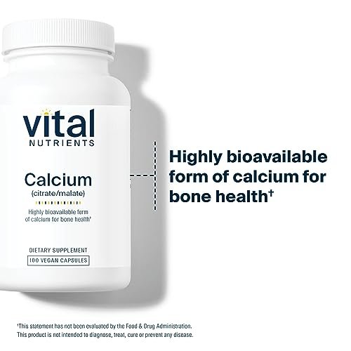 Vital Nutrients - Calcium (Citrate/Malate) - Most Bioavailable Form of Calcium - 100 Vegetarian Capsules per Bottle - 150 mg - görsel 9