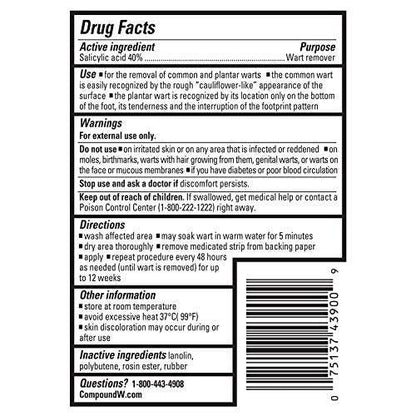 Compound W Maximum Strength One Step Wart Remover Strips with Salicylic Acid, Waterproof Wart Removal Bandages, 14 Count, Pack of 2