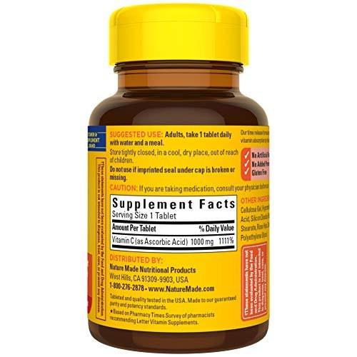 Nature Made Vitamin C 1000 mg Time Release Tablets with Rose Hips, 60 Count for Immune Support - görsel 14