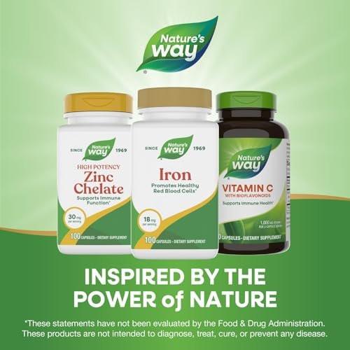 Nature's Way Iron, Promotes Healthy Red Blood Cells*, 18 mg from Iron Gluconate Per Serving, Gluten Free, 100 Capsules - görsel 4